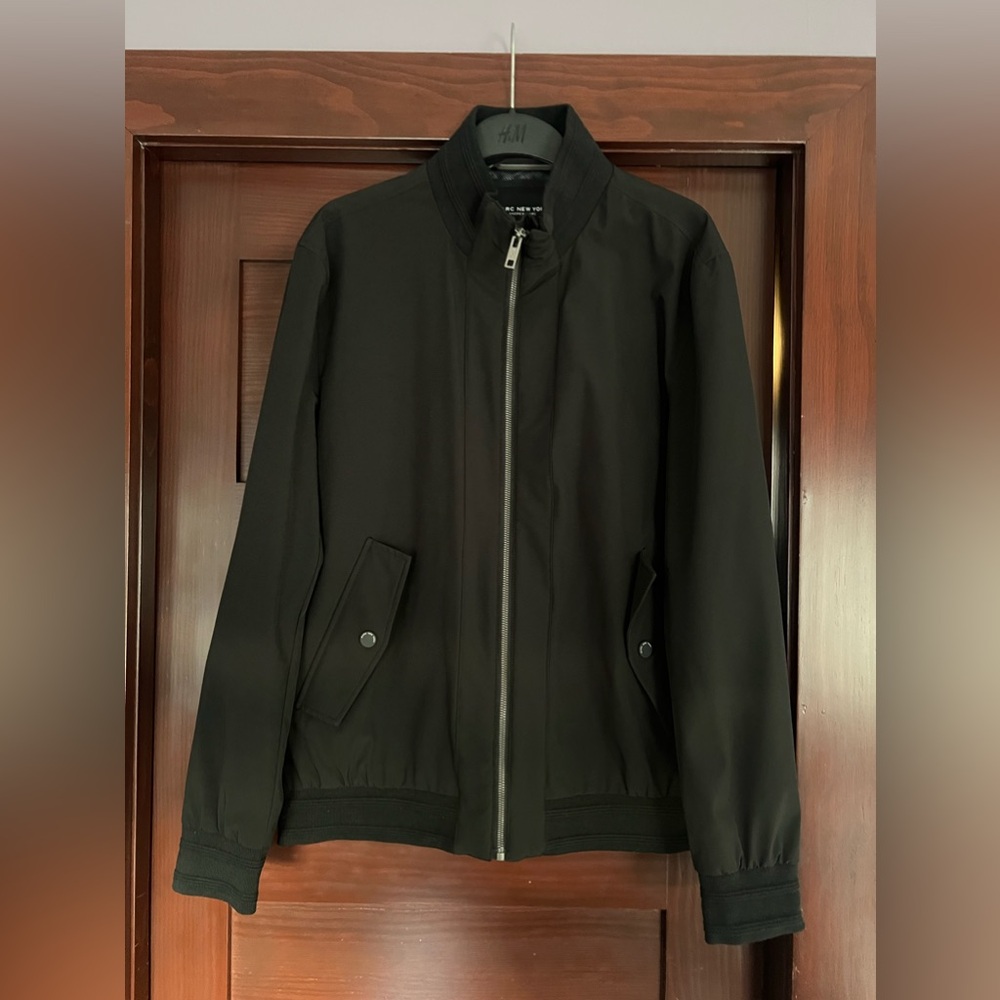 Marc New York Men’s Black Zip Front Bomer Windbreaker Jacket - Medium